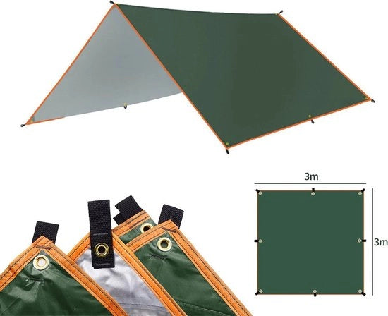 Tenda per Campeggio - Leggera e Impermeabile - Ombrellone - Grande Superficie di Copertura - Protezione UV - 3 x 3 Metri