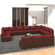 Set Divani da Giardino 14 pz con Cuscini in Polyrattan Marrone cod mxl 38997