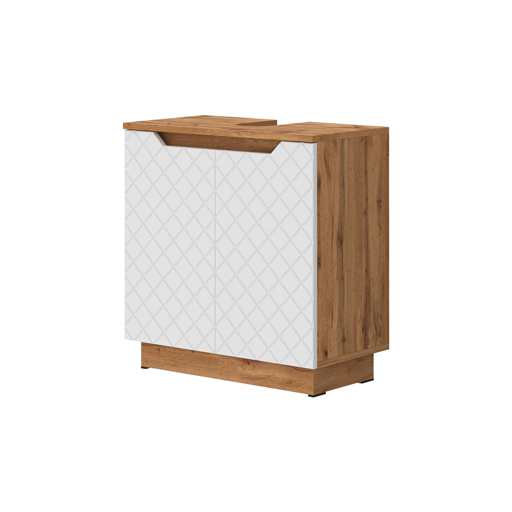Vicco Mobile sottolavabo per bagno Rovere/bianco con struttura in piastrelle 59.8 x 62.1 cm con 2 porte