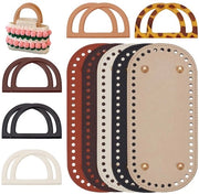 Set di base per la tessitura 5 pezzi - Manici per filato in pelle PU - 10 pezzi a forma D - Kit per la tessitura a mano - Accessori artigianali - Colori misti