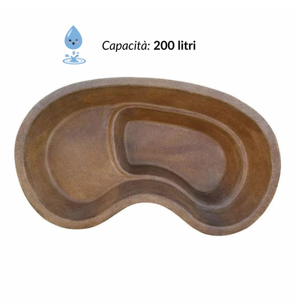 Laghetto da giardino in vetroresina polinesia 140x80x45 litri 200