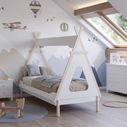 Letto a tenda singolo Nora bianco e pino 205,6x104,1x162,4 – Un rifugio da sogno per grandi avventure