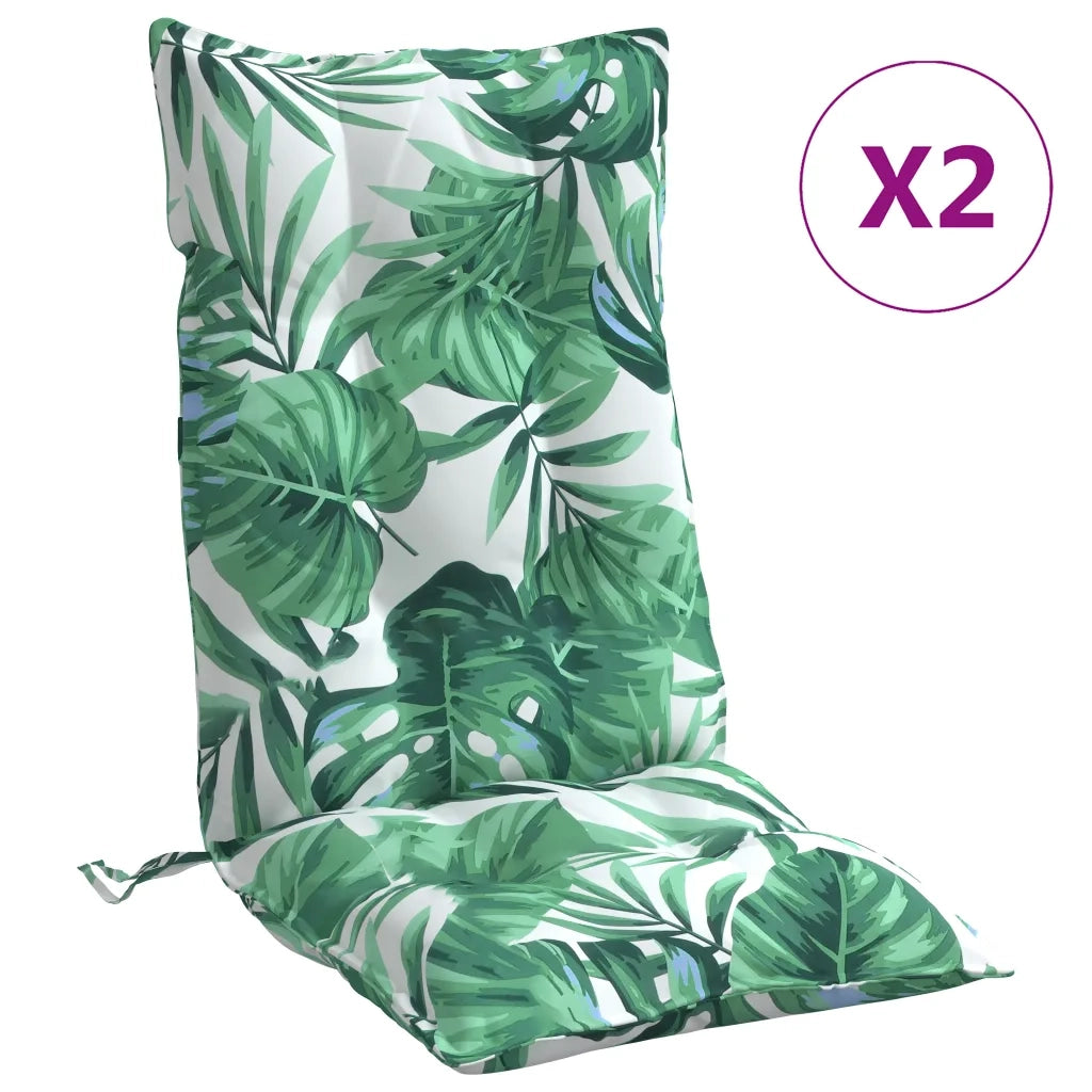 Cuscini Sedia Schienale Alto 2 pz Motivo Foglie Tessuto Oxfordcod mxl 114670