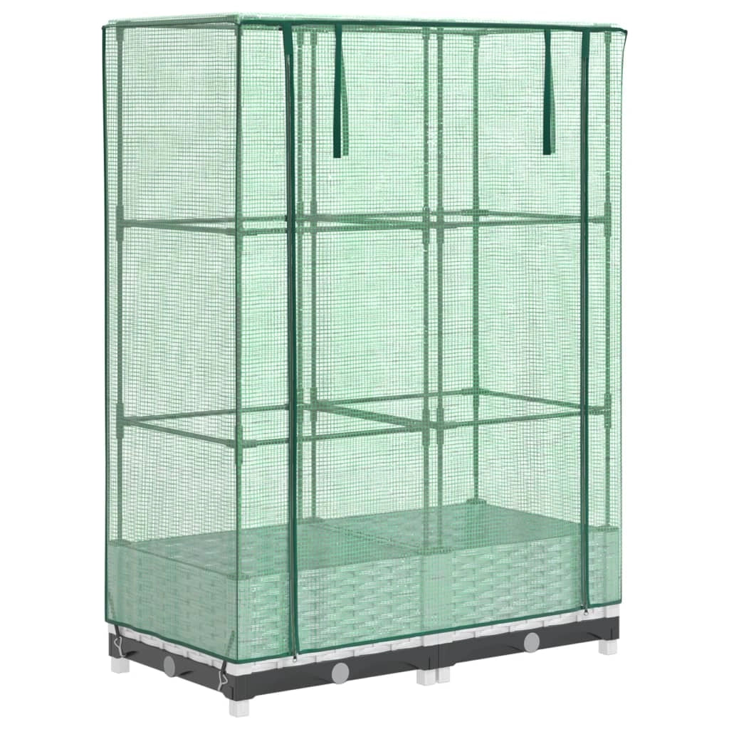 Aiuola rialzata/fioriera con copertura effetto rattan 80 x 40 x 123 cm bianco 02_0038785