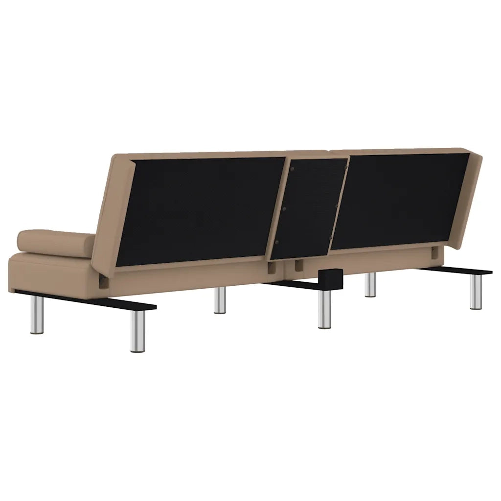 Divano Letto con Portabicchieri in Similpelle Cappuccino 351929