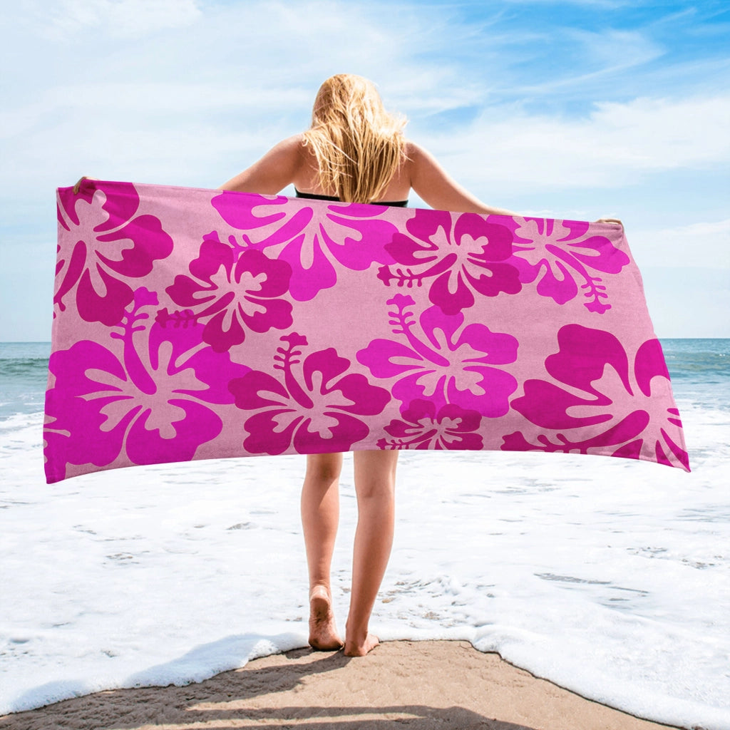 Telo Mare Asciugamano Da Spiaggia Misura Grande 100x180 Cm Assorbente In Morbida Microfibra Leggero Stampe Moderne Sabbia Lettino Vacanze Piscina Hawaii Rosa