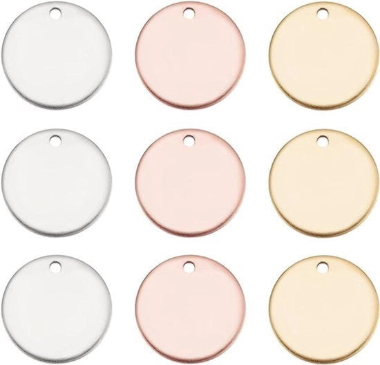 Etichette per stampe - Materiale RVS - Bracciali e orecchini - Applicatori per gioielli DIY - Adatto per diverse creazioni - Oro e argento - Applicatori rotondi piani - 60 pezzi.