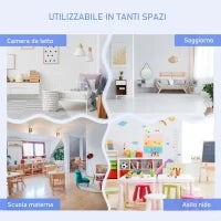 Set Tavolo per Bambini con 2 Sedie e Cassapanca in Legno per Cameretta, Bianco e Grigio