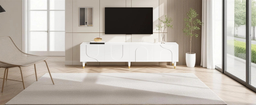 Cassettiera TV bianca in MDF e truciolare lunghezza 180 cm