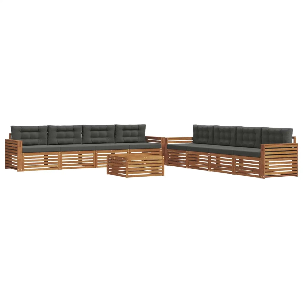 Set di divani da esterno con cuscino 9 pcs Naturale e Antracite
