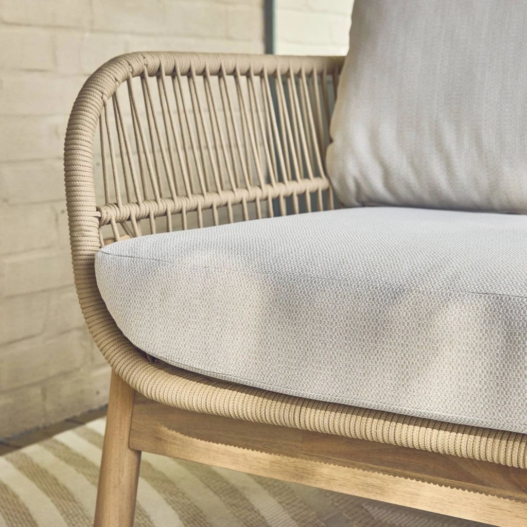 Salotto da giardino in acacia con corda, 5 posti, beige