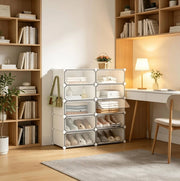 Scarpiera modulare a 10 scomparti 40 x 30 x 170 cm in PP e metallo; bianca