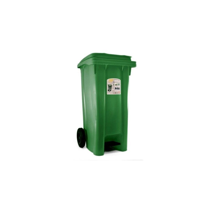 Stefanplast Bidone Immondizia con Ruote con Pedale 48x55x94cm 120Lt Verde