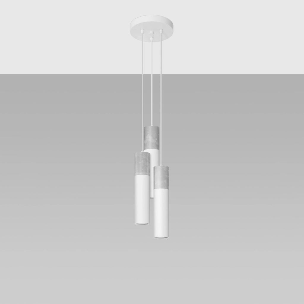 Lampada sospesa rotonda bianco-grigia Valero 3xGU10