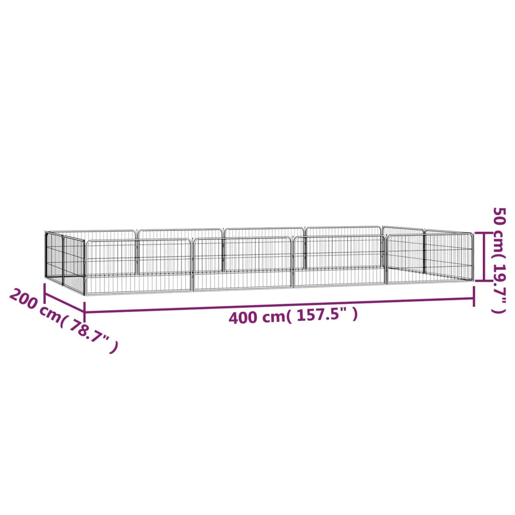 Box Cani 12 Pannelli Nero 100x50 cm Acciaio Verniciato Polvere CFW1481613