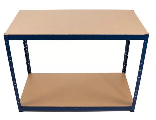 Banco da lavoro, Tavolo da Lavoro da Officina in Acciaio con Ripiano in MDF, Super Resistente e Solido, per Garage, Offi