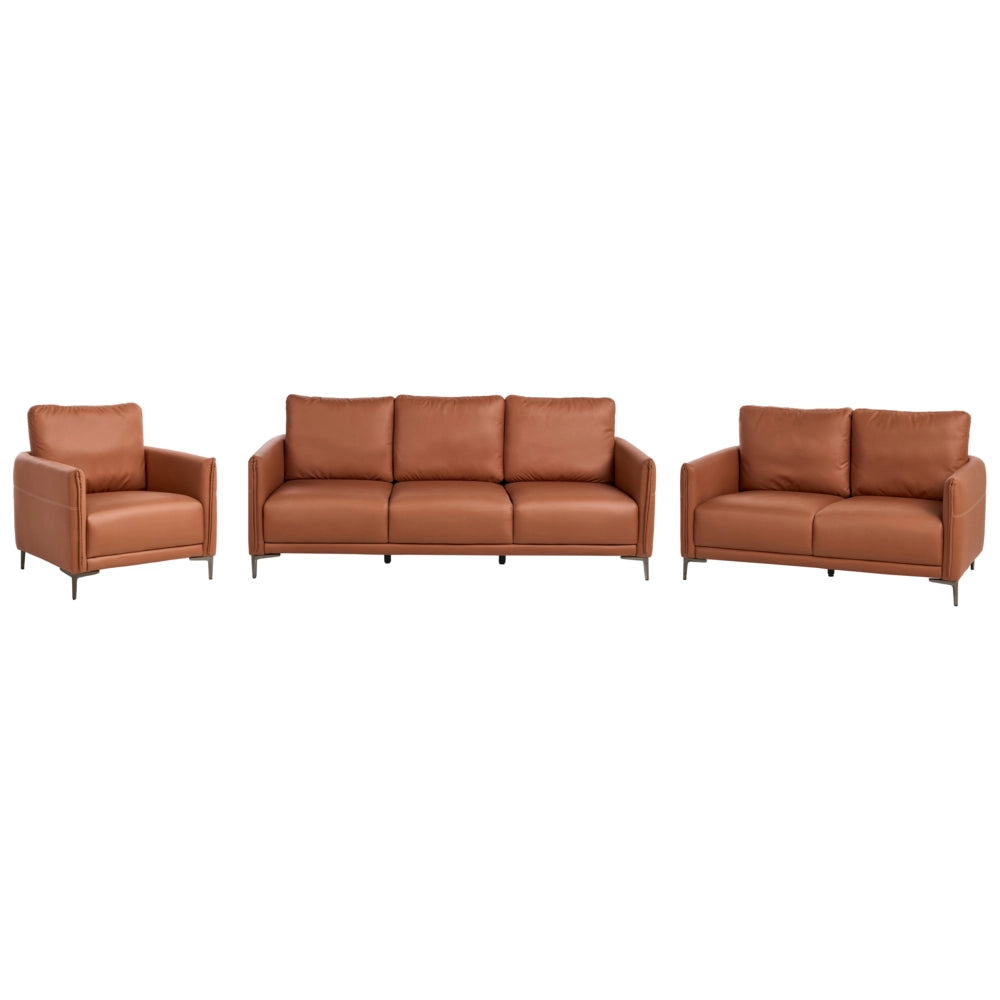Set da soggiorno a 6 posti in tessuto marrone dorato con gambe in metallo stile moderno minimalista