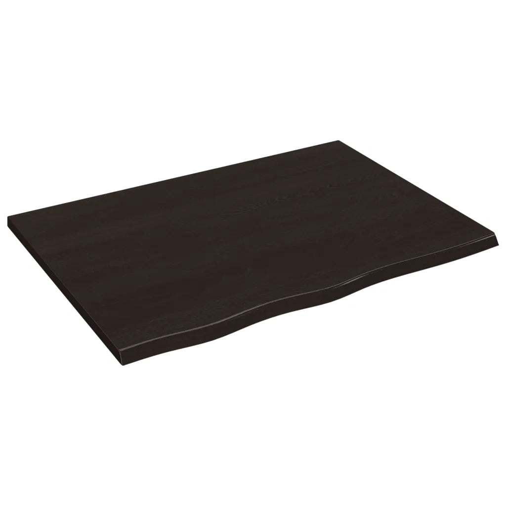 Ripiano Muro Marrone Scuro 80x60x2 cm Massello Rovere Trattato 363791