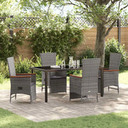 Set da Pranzo per Giardino con cuscino 5 pcs Grigio polyrattan 3379453