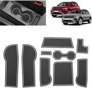Materassini Antislip per VW T-Cross (2018-2025) | Mattoncini in gomma originale per console centrale, tazze e fenditure porte | Adatto per VW T-Cross Life Style R-Line Goal (bianco)