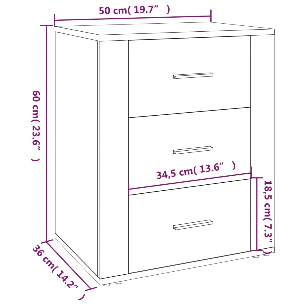 Comodino Grigio Cemento 50x36x60 cm in Legno Multistrato cod mxl 30248