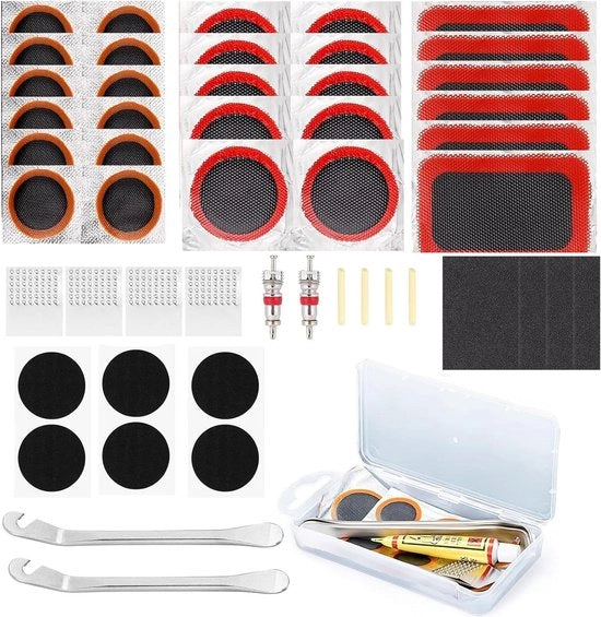 Kit di riparazione per pneumatici - 41 patch di riparazione con attrezzo di riparazione Crowbar per pneumatici di bicicletta, motocicletta e altro
