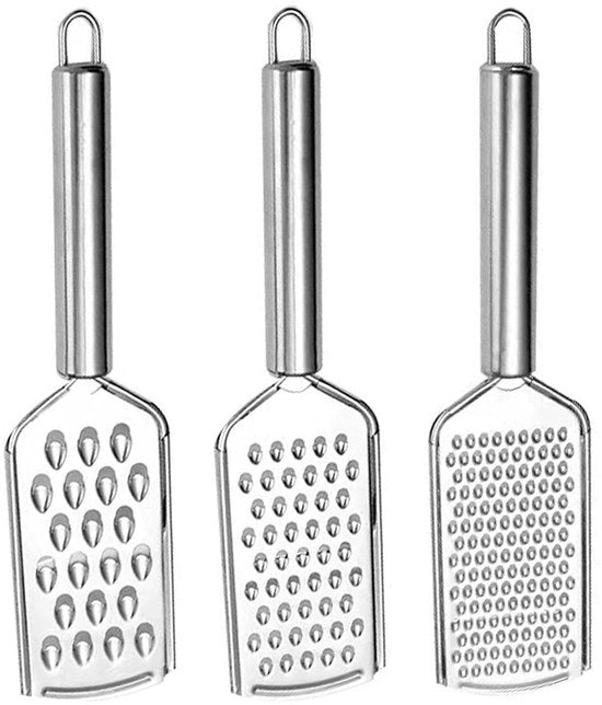 Set di Raspati da Cucina 3-delig - Raspatore per Formaggio - Raspatino Piccolo - Acciaio Inossidabile - Duraturo - Lame Affilate - Sicuro da Usare