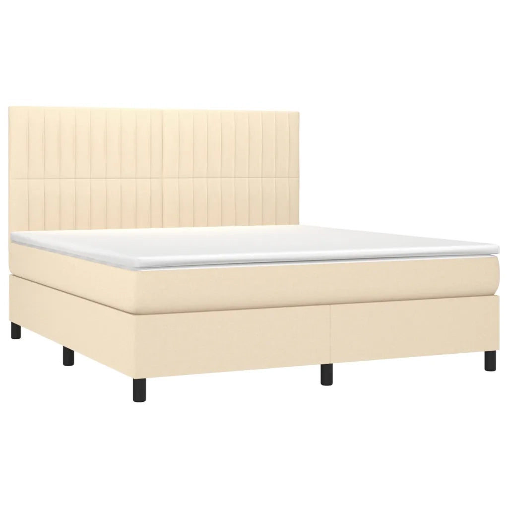 Letto a Molle con Materasso e LED Crema 180x200 cm in Tessuto 3135058