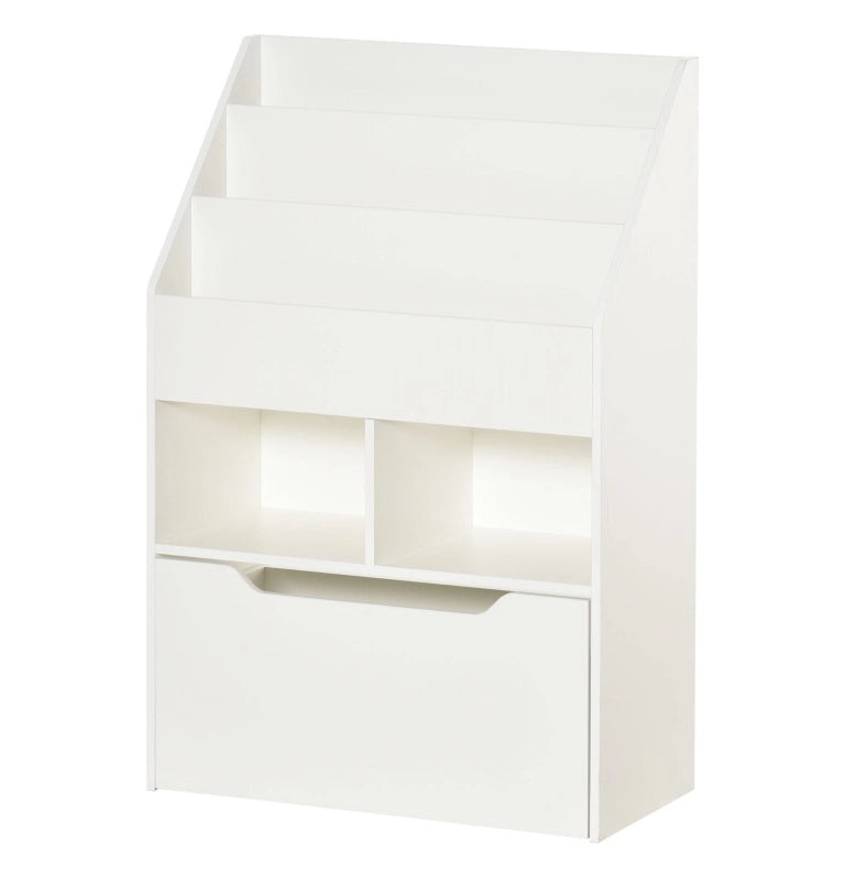 Libreria per bambini bianca con cassetto e ripiani, 60x29,9x90 cm