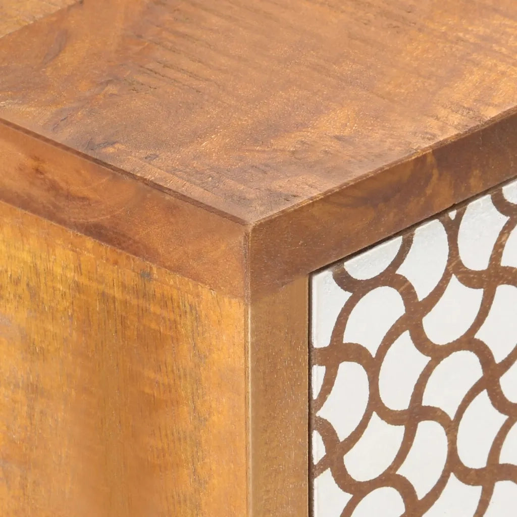 Credenza con Motivo Stampato 90x30x70 cm in Massello di Mango 247916