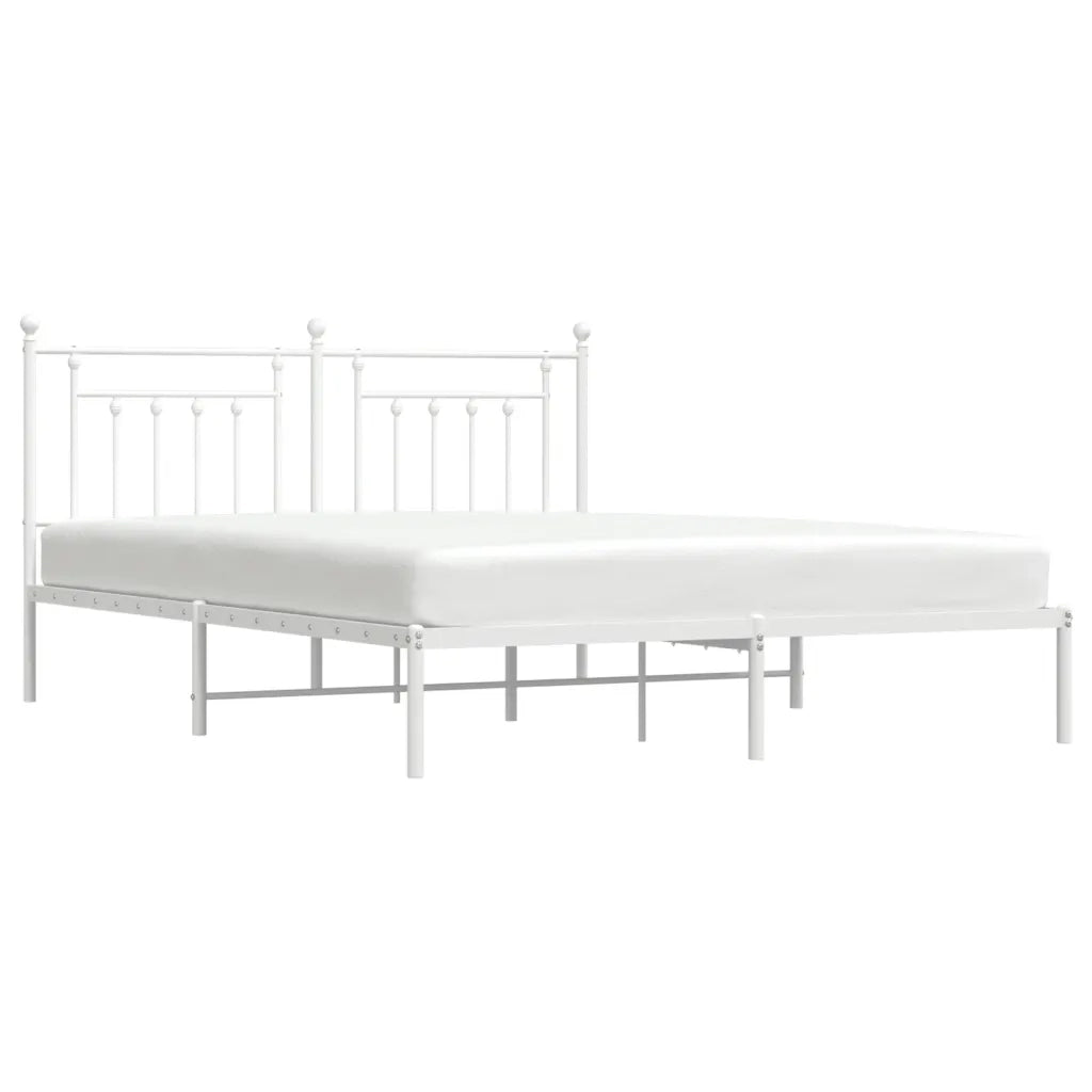 Giroletto con Testiera-Struttura Letto con testiera Metallo Bianco 160x200 cm 373466