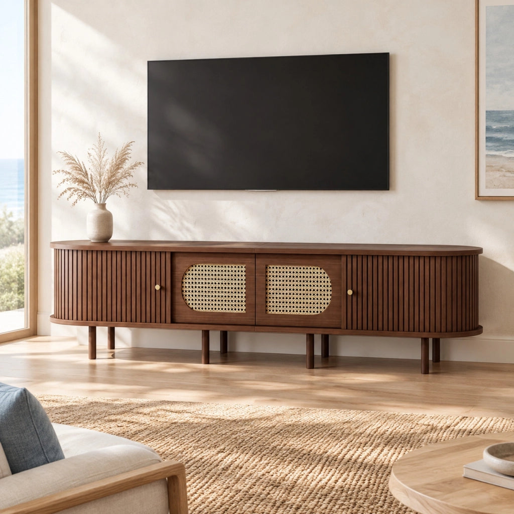 Mobile TV 180x40x40 cm con 2 ante e 2 porte a serranda in MDF