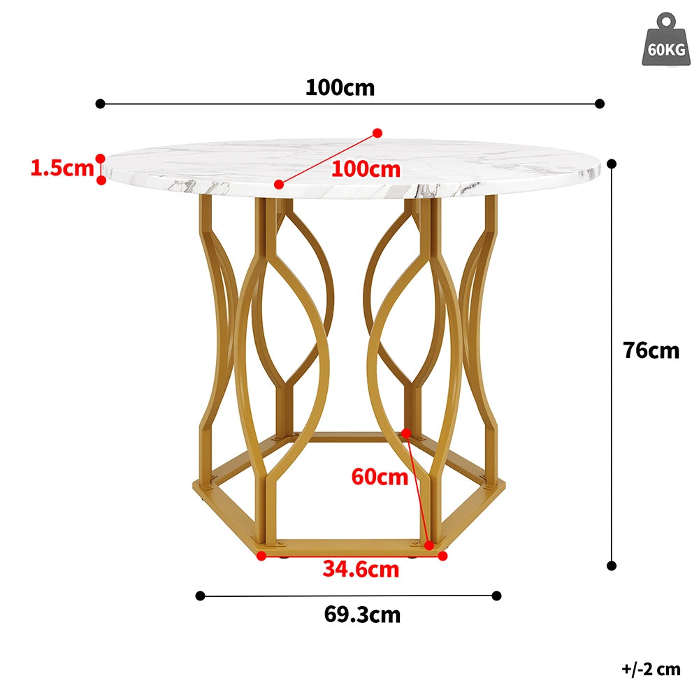Set tavolo-Xylo-100cm rotondo 4 sedie verde piedi dorati