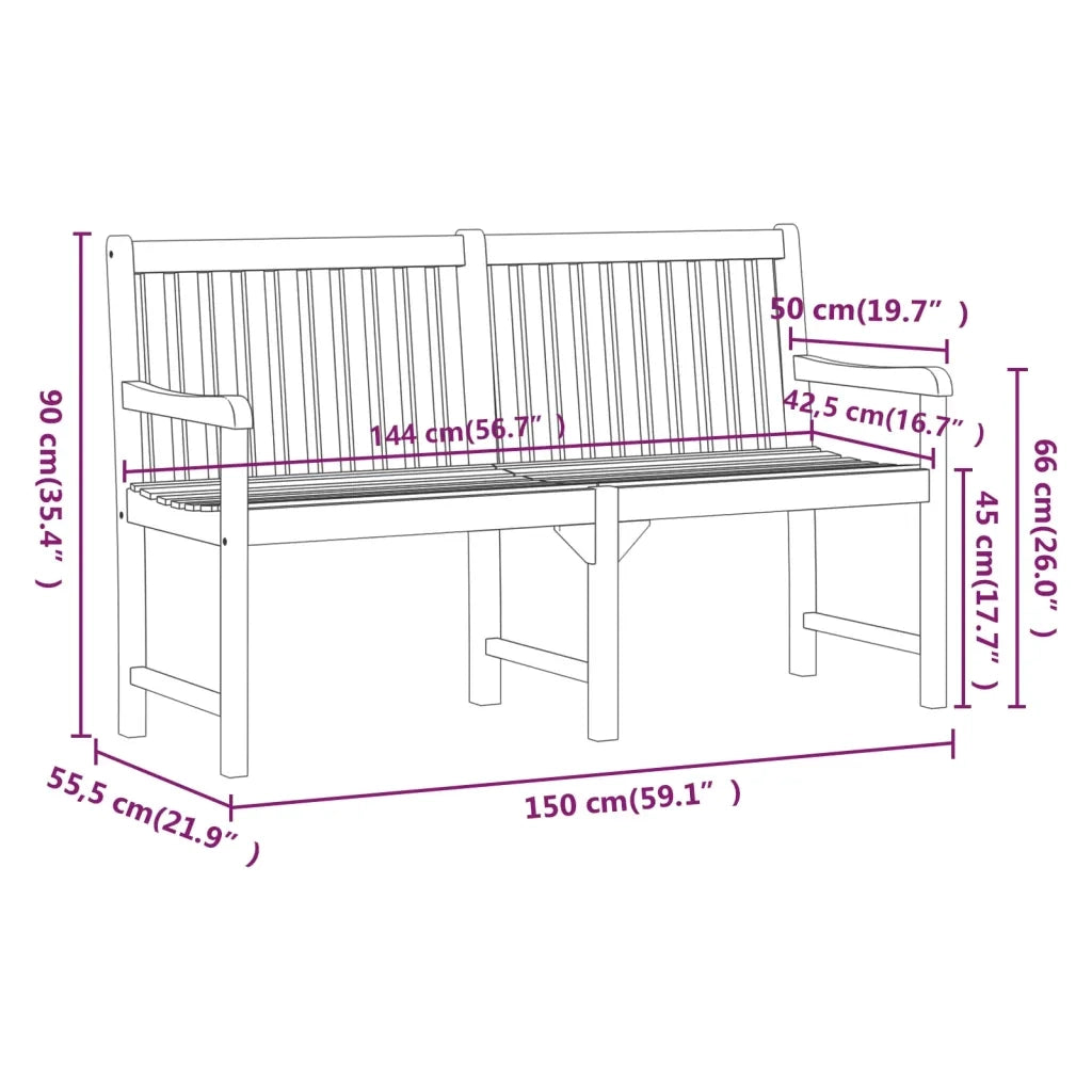 Panca da Giardino 150 cm in Legno Massello di Acacia 316611