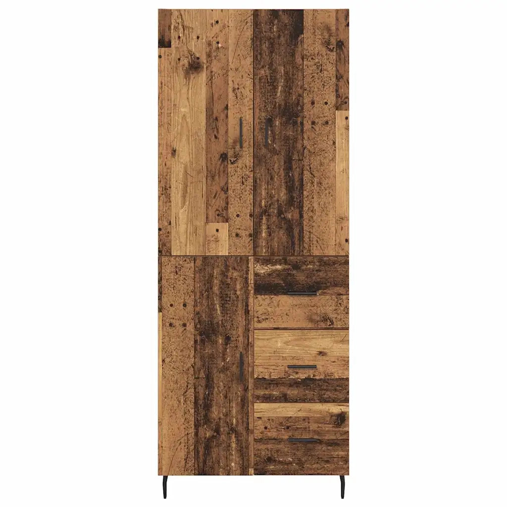 Credenza 2 pcs Legno vecchio Legno Stratificato e Vetro