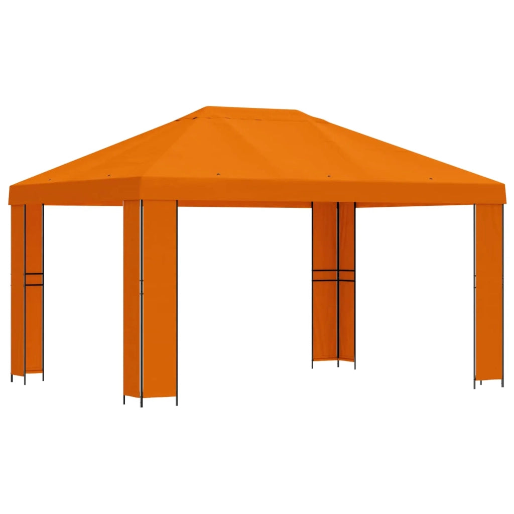 Gazebo 4 × 3 m Arancione Poliestere e Acciaio 190 gsm
