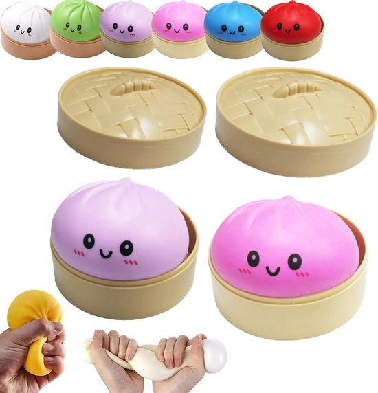 Dumpling Squishy - 2 Pezzi - Giocattolo di Decompressione - Senza Contenuto Alimentare - Dumplings Squishy Molli e Lenti per Ridurre l'Ansia - Giocattolo di Decompressione Sensoriale - Rosa/Blu