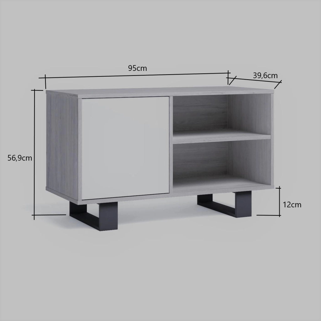 Mobile TV 95x40x57cm modello WIND colore Bianco e colore Rovere RF1004