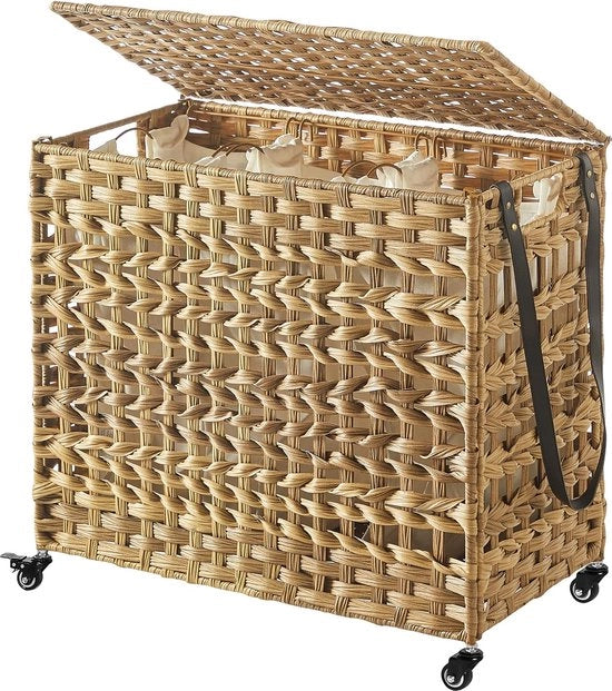 Asciugamano a mano con 3 compartimenti - Maniglie - Taschi di rivestimento rimovibili - Materiale naturale LCB083N01 asciugamano 3 cassetti