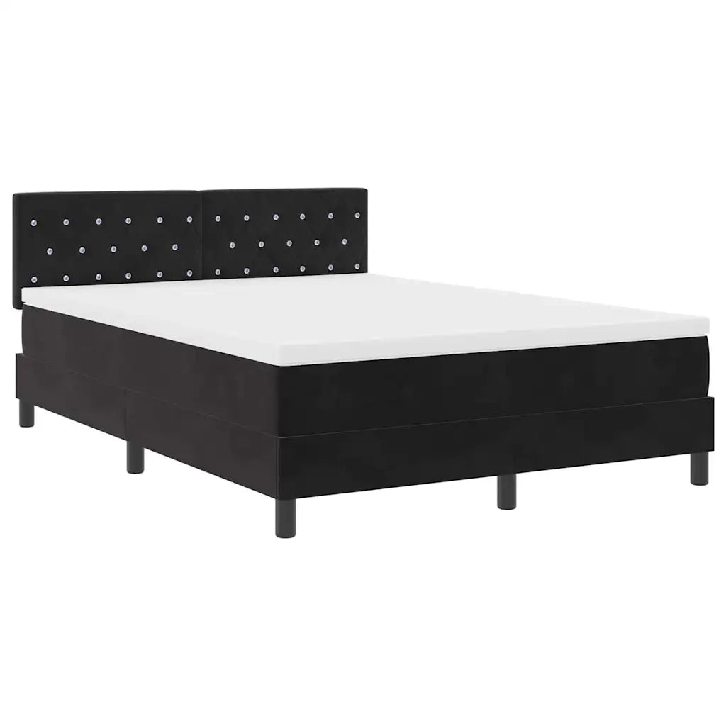 Letto a molle con materasso Nero 140 x 190 cm Velluto 3339106