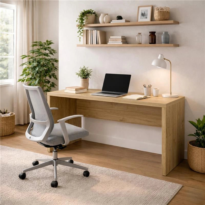 SCRIVANIA RETTANGOLARE MODERNA PER CAMERA DIMENSIONI 76X180X69 CM, COLORE NOCE