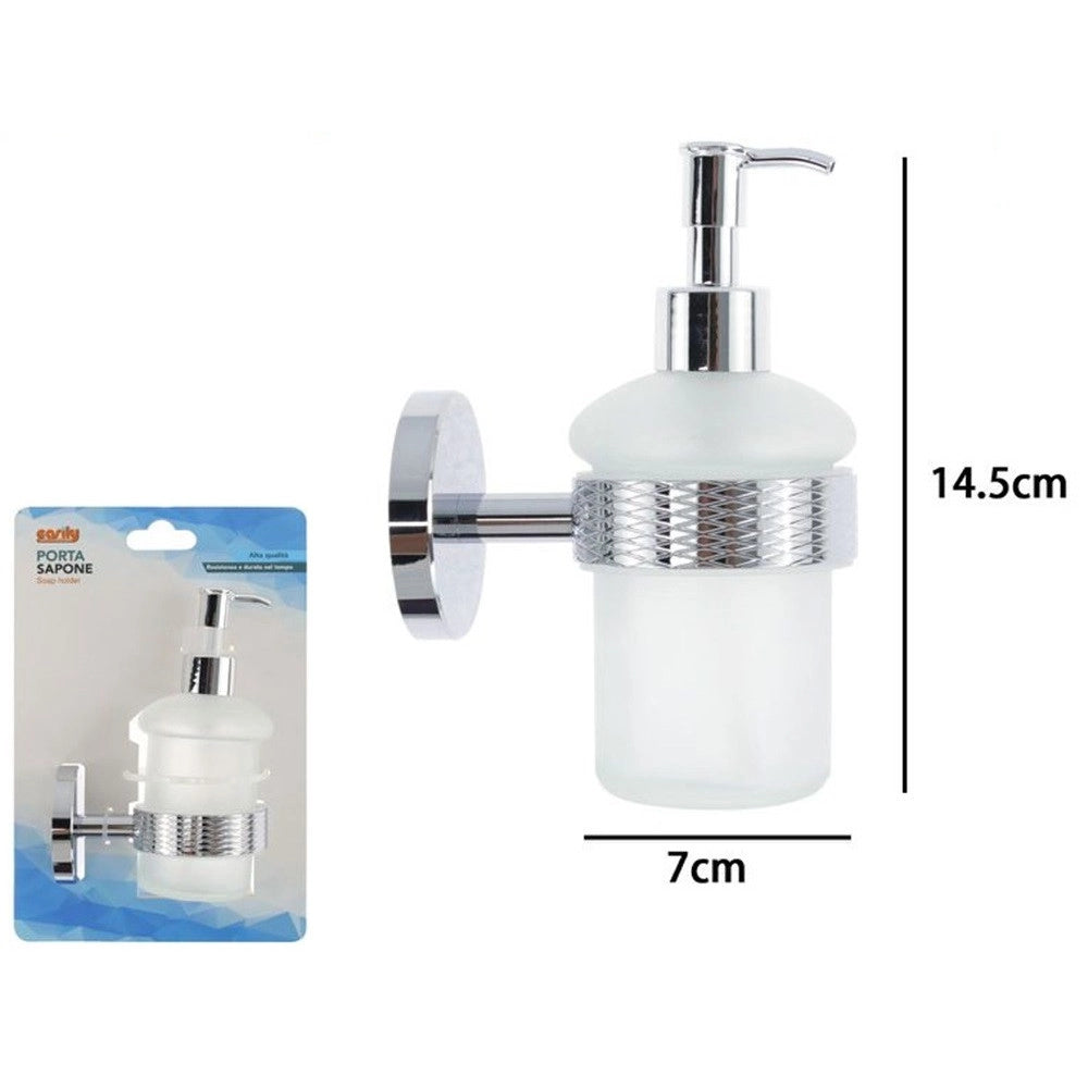 Trade Shop - Dispenser Porta Sapone Per Sapone Liquido In Acciaio Vetro Accessorio Arredo Bagno 87918 -