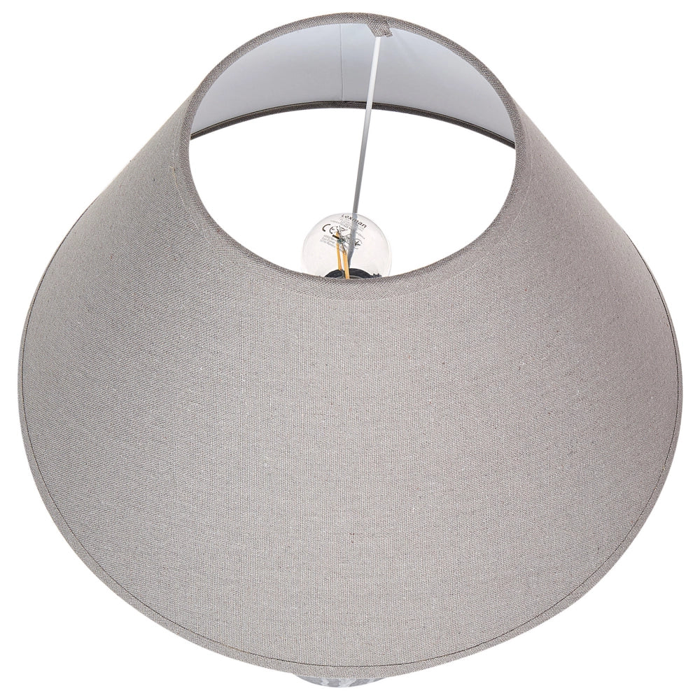 Lampada da tavolo con base in ceramica grigia Paralume a cono regolabile in lino Design moderno e minimalista Soggiorno Camera da letto