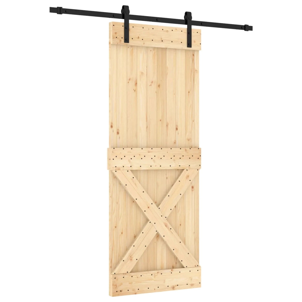 Porta scorrevole Naturale e Nero 80 x 210 cm 3444905