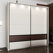 Armadio Camera da Letto Vangvi, Guardaroba 2 Ante 2 Ripiani, 220x217h cm Bianco Crema