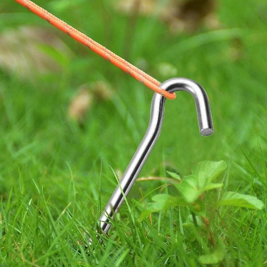 50 pezzi di Pali da tenda in acciaio pesante 23CM x 4.5MM - Verzinkt Staal - Gebogen Haaktop - per tende, luifels, gazebo, rete da goal, vivaio