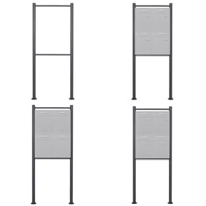 Telaio di supporto per 4 cassette postali singole, verniciato a polvere antracite, per condomini