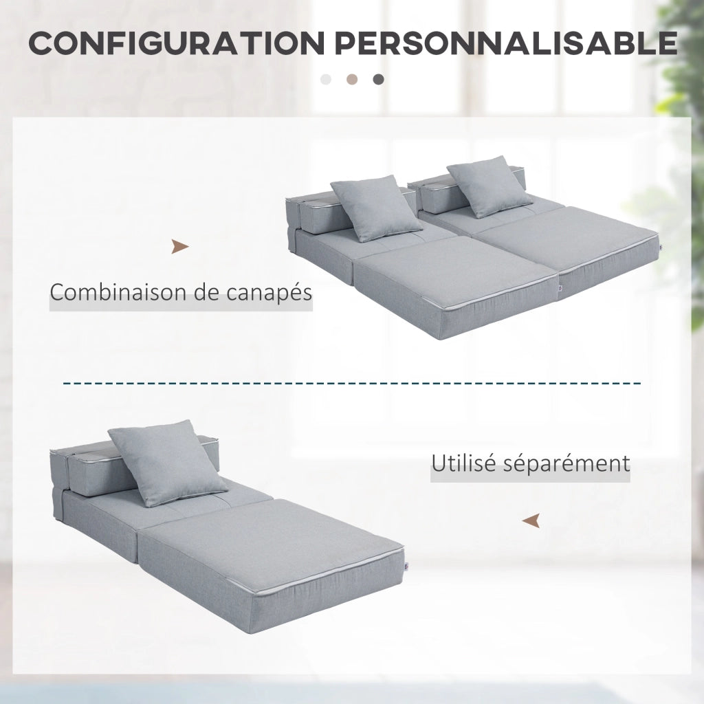 Poltrona letto ¨C Zephmum ¨C Tessuto grigio chiaro