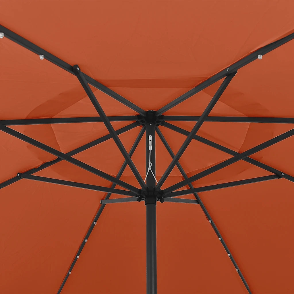 Ombrellone da Esterni con LED Palo in Metallo 400cm Terracotta cod mxl 55079