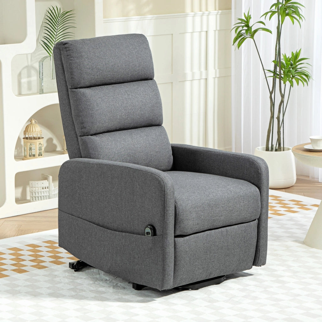 Poltrona Relax Elettrica con Alzapersona ¨C zephmum ¨C Grigio, Tessuto, Telecomando